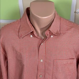T Harris cotton button down shirt XXL RUST WHITE